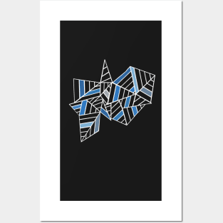 Abstract Lines Black and Blues Posters and Art